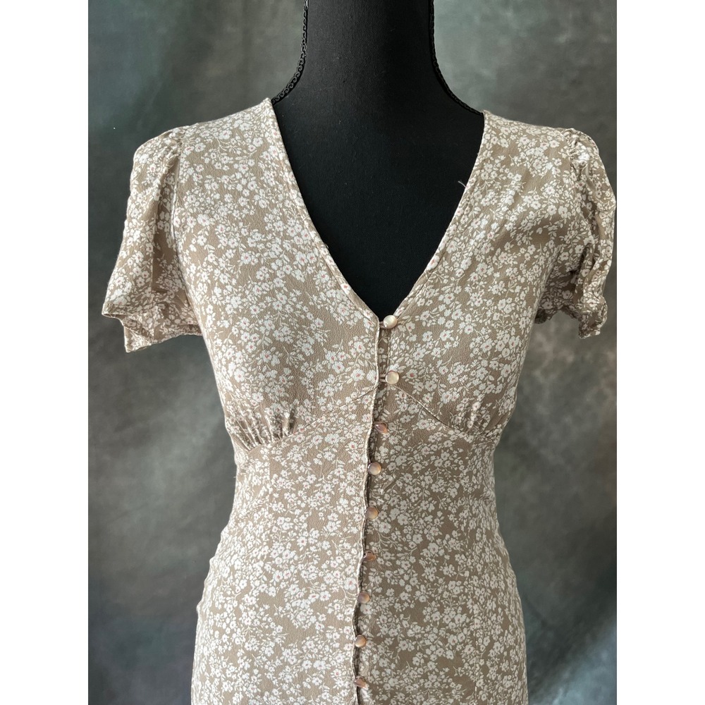 The Workshop Mini Dress Floral Print Button Front Puff Sleeve Size Small - Picture 2 of 7